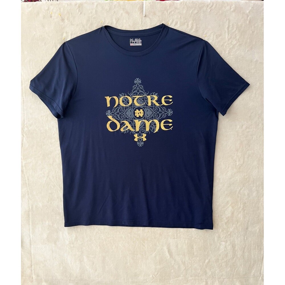Notre Dame T-Shirt Short Sleeve, ND Logo Navy, Under Armour Loose Heat Gear, 2XL